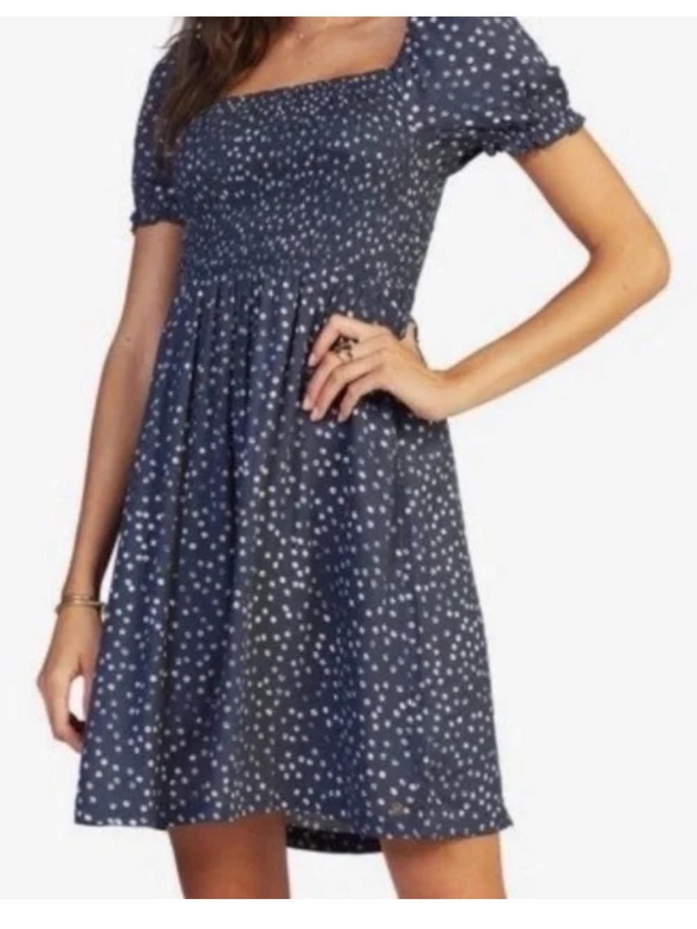 Women’s ROXY Dress Polka Dots Size XS Blue Flowing EUC
